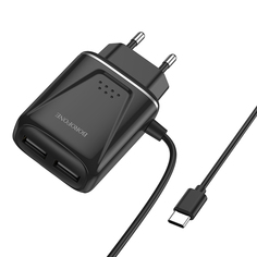 Сетевое зарядное устройство Borofone BA50A Beneficence, 2xUSB, 2,1 A, black (УТ000022867)