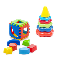 Набор развивающий Carolina Toys Кубик лог. малый + Пирамида детская малая