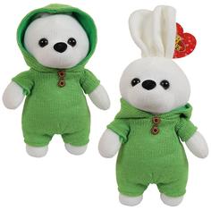 Мягкая игрушка ABtoys Knitted, Зайка вязаный, 22 см, в зеленом костюмчике