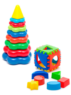 Развивающие игрушки Karolina Toys Игрушка Кубик логический малый+Пирамида детская большая