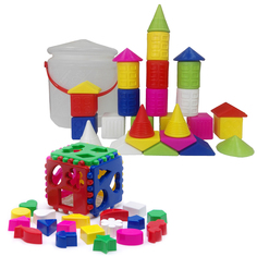 Развивающие игрушки Karolina Toys Кубик логический большой+Конструктор Городок, 28 дет.