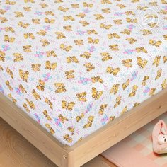 Простынь на резинке 60х120 (борт 10 см) трикотажная Мишутки желтые АРТПОСТЕЛЬ