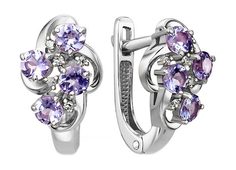 Серьги из белого золота с танзанитом/бриллиантом Империал S1215-228 Imperial