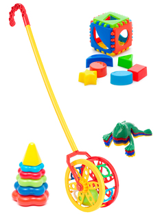 Развивающие игрушки Karolina Toys Кубик лог.мал.+Каталка Колесо+Пирамида мал Команда КВА№1