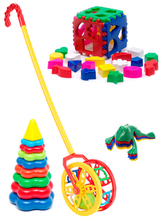 Развивающие игрушки Karolina Toys Кубик лог.бол.+Каталка Колесо+Пирамида бол Команда КВА№1