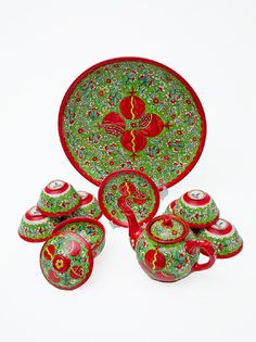 Чайный сервиз (10 предметов) керамический с ручной росписью НЧ1РК1434 БЕК и РР