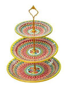 Конфетница трехъярусная с ручной росписью ЭРМ221 БЕК и РР