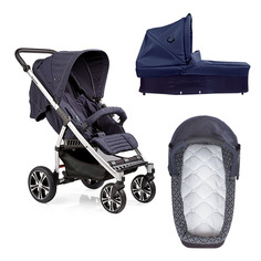 Детская коляска Gesslein S4 Air+2 в 1 Black/Marine Люлька C3 670670