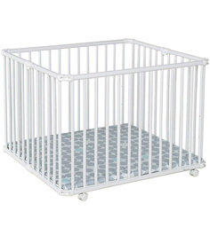 Складная кроватка-манеж Geuther Lucilee Plus белая (дно - белое с серыми кружочками)