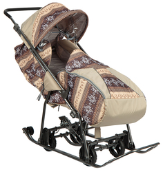 Санки-коляска Galaxy Снежинка Универсал Скандинавия коричневые