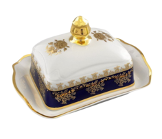 Масленка Leander граненная Мэри-Энн Темно-синяя окантовка с золотом (0.25 кг)