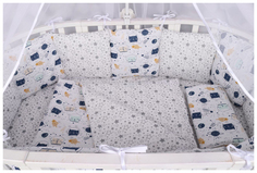 Комплект в кроватку 15 предметов (3+12 подушек-бортиков) AmaroBaby КОСМОС (бязь, белый)