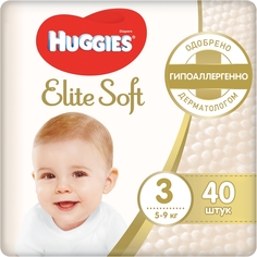 Подгузники huggies elite soft размер 3, 5-9 кг, 40 шт.