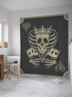 Штора для ванной JoyArty "Карточный король" из сатена, 180х200 см с крючками