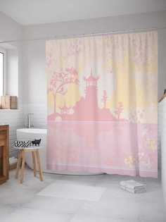 Штора для ванной JoyArty "Китайский мотив" из сатена, 180х200 см с крючками