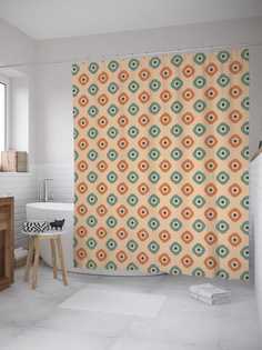 Штора для ванной JoyArty "Плавные ромбы" из сатена, 180х200 см с крючками