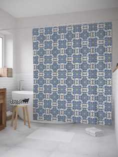 Штора для ванной JoyArty "Восточные орнаменты" из сатена, 180х200 см с крючками