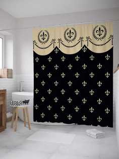 Штора для ванной JoyArty "Геральдика лилии" из сатена, 180х200 см с крючками