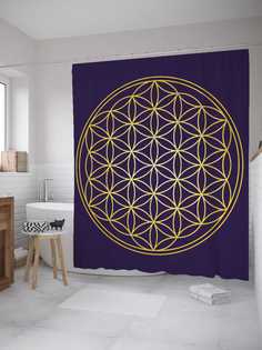 Штора для ванной JoyArty "Сакральная геометрия" из сатена, 180х200 см с крючками