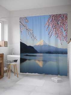 Штора для ванной JoyArty "Горная свежесть" из сатена, 180х200 см с крючками