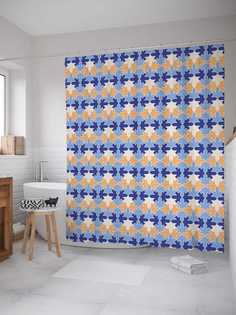 Штора для ванной JoyArty "Сложная мозаика" из сатена, 180х200 см с крючками