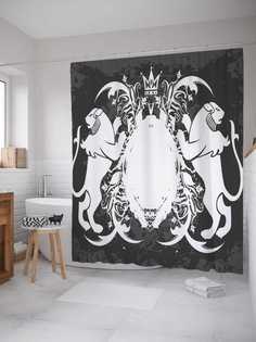 Штора для ванной JoyArty "Семейный герб" из сатена, 180х200 см с крючками