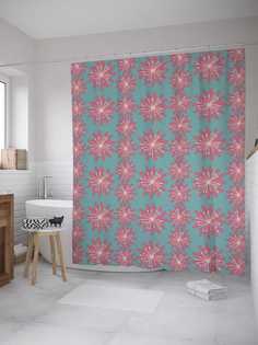 Штора для ванной JoyArty "Абстрактные одуванчики" из сатена, 180х200 см с крючками