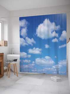 Штора для ванной JoyArty "Небесная тишина" из сатена, 180х200 см с крючками