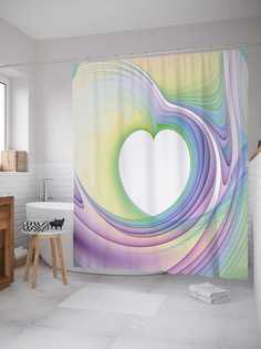 Штора для ванной JoyArty "Сердце в иллюзии" из сатена, 180х200 см с крючками