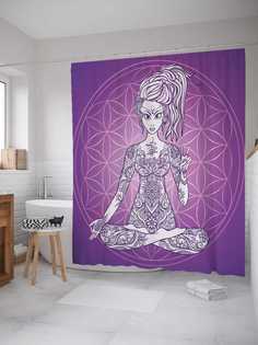 Штора для ванной JoyArty "Божественная дева" из сатена, 180х200 см с крючками