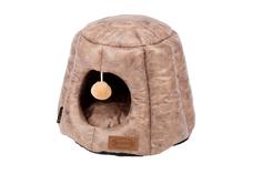 Домик для кошек Scruffs "Knightsbridge Cat Igloo", экокожа, коричневый, 51x47x28см