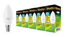 Комплект из 5 светодиодных ламп Sholtz свеча 7Вт E14 2700К C37 220-240В пластик