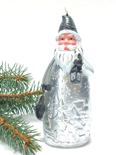 Свеча парафиновая Evis "САНТА" фигурная декоративная, серебро с росписью 20см