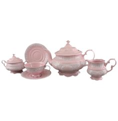 Чайный сервиз на 6 персон 15 предметов Leander "Соната Серый узор Розовая" 158484