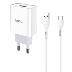 Сетевое зарядное устройство Hoco C81A, 1xUSB, 2,1 A, (УТ000023691) white
