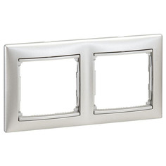 Рамка Legrand Valena, 2 поста, плоская, горизонтальная, цвет: алюминий 770152
