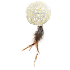 Игрушка для кошек CHOMPER Natural Мяч плетеный с пером, 12 см
