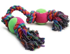 Развивающая игрушка для собак Triol Мяч верёвка-плетеный, разноцветный, 7 см
