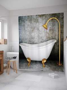 Штора для ванной JoyArty "Золотой душ" из сатена, 180х200 см с крючками