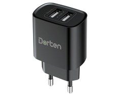 Сетевое зарядное устройство Dorten 2-Port USB Smart ID Wall Quick Charger 12W 2.4A Black