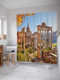 Штора для ванной JoyArty "Римская империя" из сатена, 180х200 см с крючками