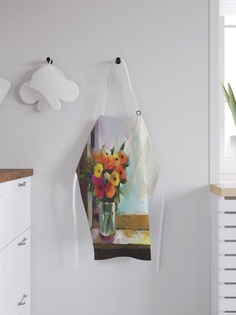 Фартук кухонный регулируемый "Ваза цветов на подоконнике", универсальный размер Joy Arty