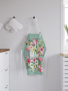 Фартук кухонный регулируемый "Летний цветочный фламинго", универсальный размер Joy Arty