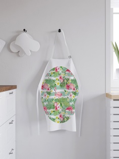 Фартук кухонный регулируемый "Фламинго с цветами", универсальный размер Joy Arty