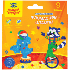 Фломастеры-штампы "Енот в цирке", 8 цветов Мульти пульти