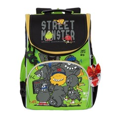 Школьный Рюкзак для мальчика Grizzly Ra-972-5 Черный - Салатовый
