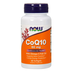 NOW CoQ10 60 мг + Омега 3 (60 капсул) - омега коэнзим q10 кардио протектор