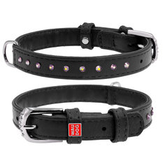 Ошейник для собак Collar Glamour со стразами Черный 21-29 см
