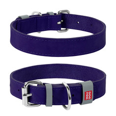 Ошейник для собак Collar Waudog CLASSIC кожа, фиолетовый, обхват шеи 46-60 см
