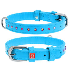 Ошейник для собак Collar Glamour со стразами Голубой 18-21 см